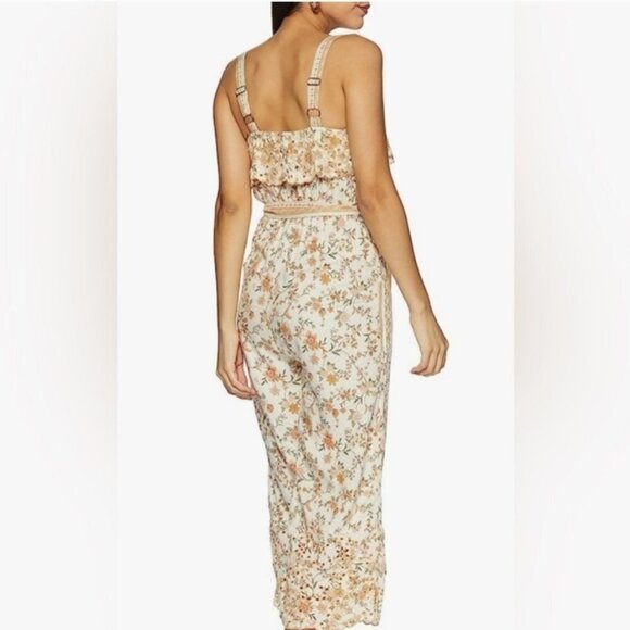 American Eagle Floral Print Embroidered Cropped Jumpsuit - Picture 2 of 13